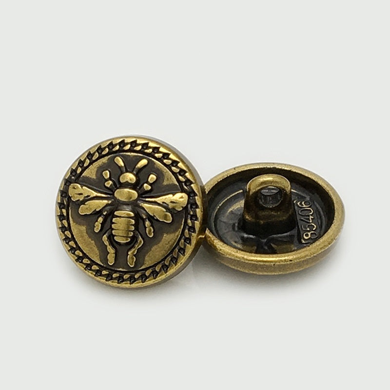 15/20mm Antique Gold Silver Bee Round Metal Buttons 20PCS Antique Gold