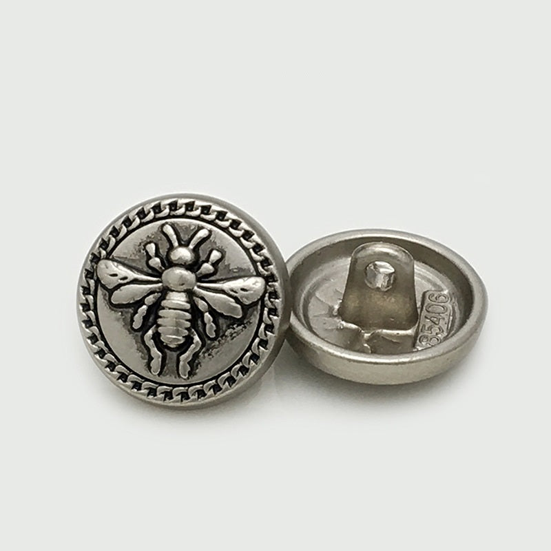 15/20mm Antique Gold Silver Bee Round Metal Buttons 20PCS Antique Silver