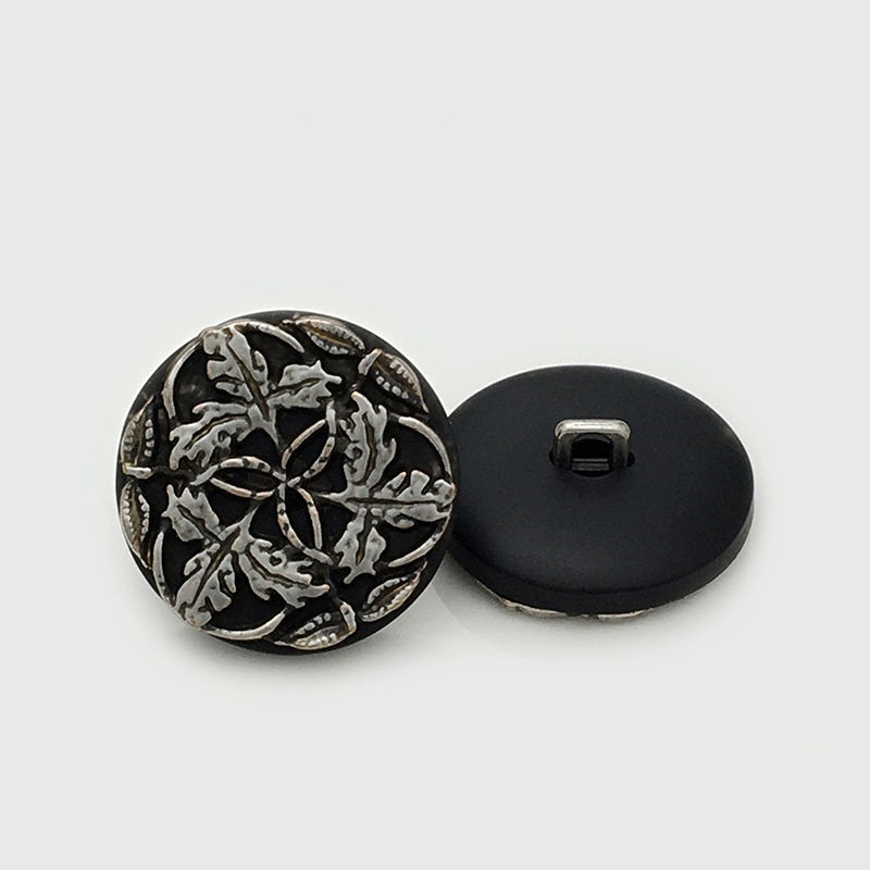 16/21mm Branch Flower Antique Gold Silver Round Resin Metal Buttons 20pcs Antique Silver