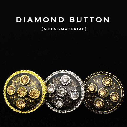17.5/20/22.5mm Retro Floral Diamond Metal Buttons for Women's Coats 20pcs