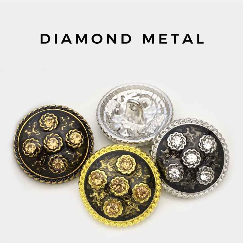 17.5/20/22.5mm Retro Floral Diamond Metal Buttons for Women's Coats 20pcs