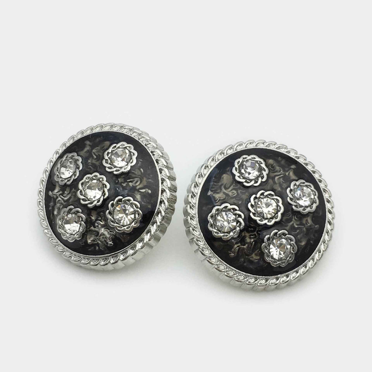 17.5/20/22.5mm Retro Floral Diamond Metal Buttons for Women's Coats 20pcs Silver