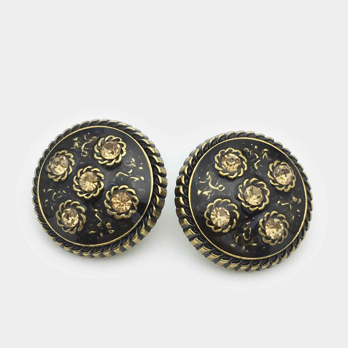 17.5/20/22.5mm Retro Floral Diamond Metal Buttons for Women's Coats 20pcs Bronze