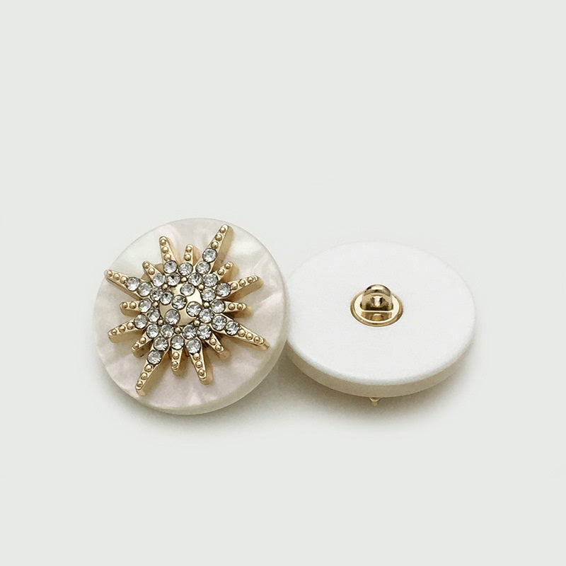 17.5-25mm Round Star-Shaped Metal-Resin Buttons 12PCS Gold White