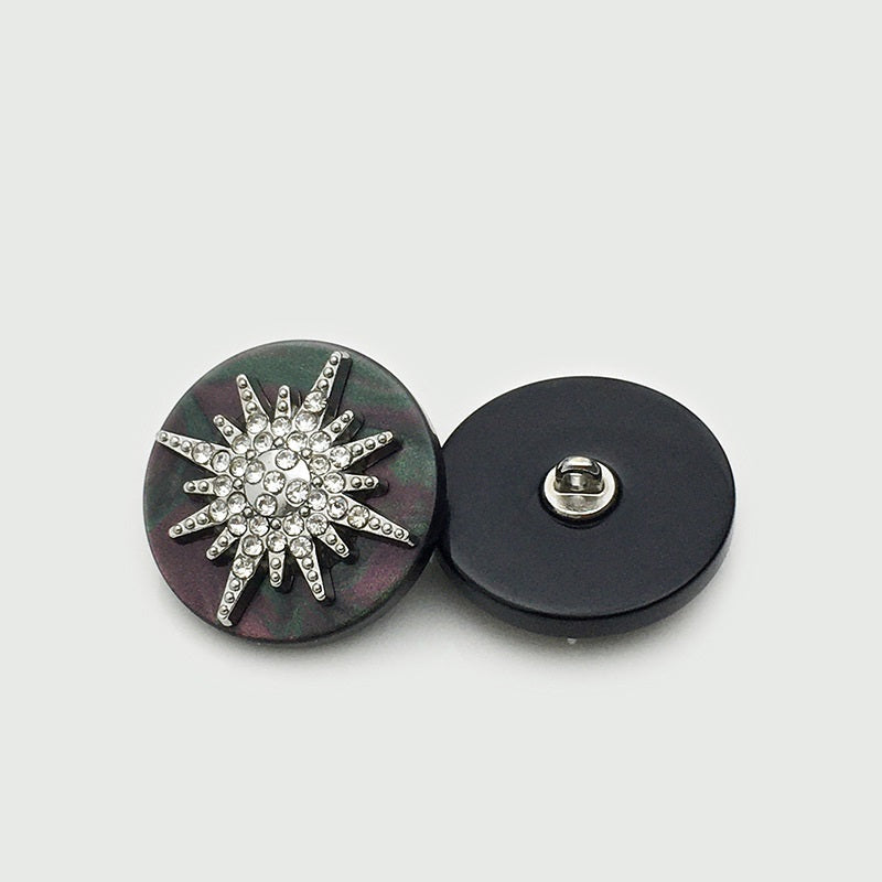 17.5-25mm Round Star-Shaped Metal-Resin Buttons 12PCS Silver Black