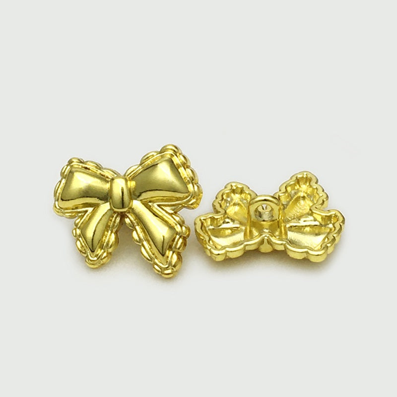 12-22.5mm Antique Gold 3D Bow Metal Sewing Buttons 20pcs Gold