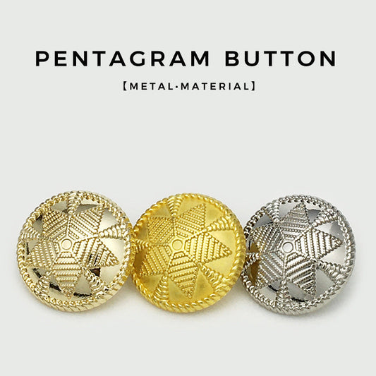 15/17.5/22.5mm Gold & Silver Star Pattern Metal Buttons with Shanks 20pcs