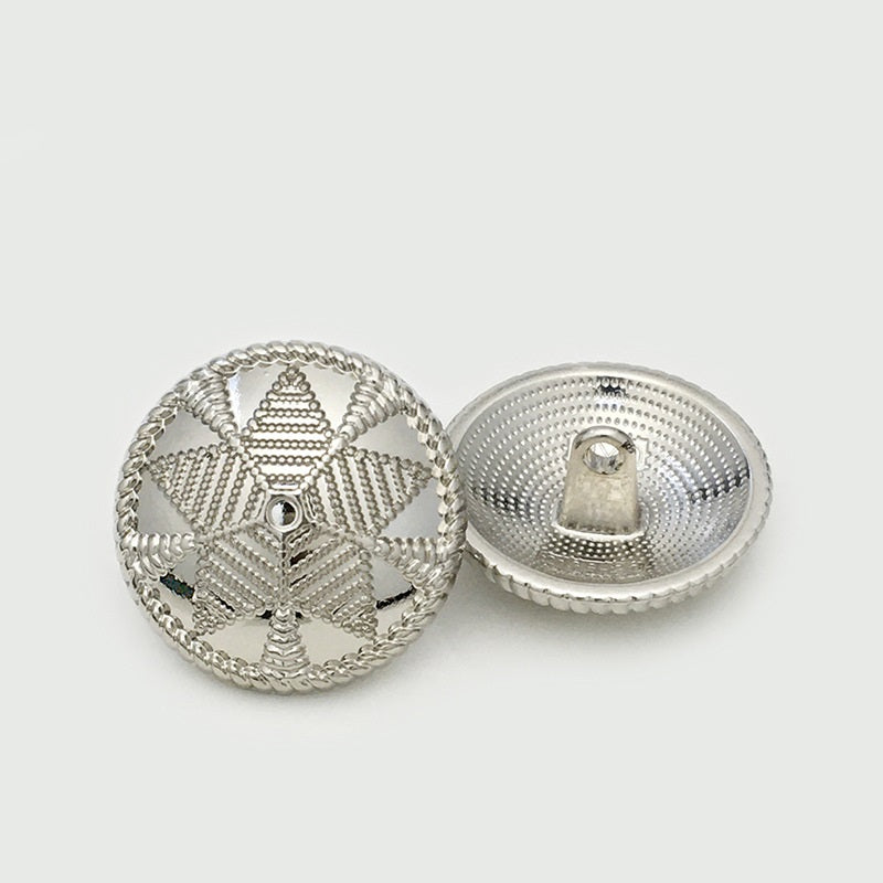 15/17.5/22.5mm Gold & Silver Star Pattern Metal Buttons with Shanks 20pcs Silver