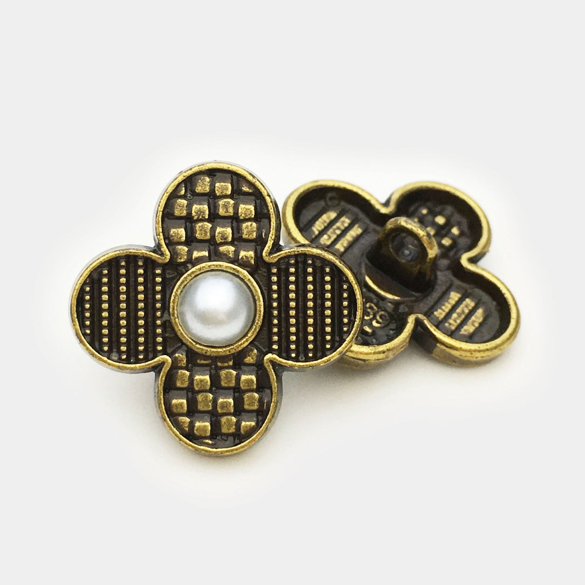 17.5/22.5mm Vintage Black & Silver Four-Leaf Clover Metal Buttons 20pcs Gold