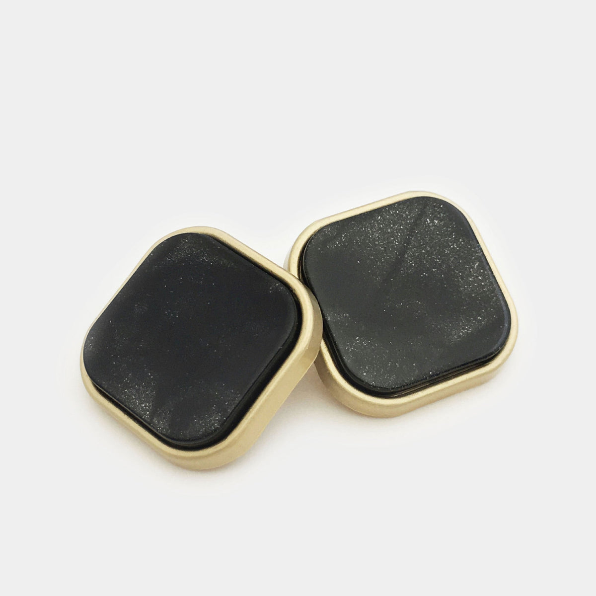 20mm Colored Square Resin Alloy Buttons with Handle 12pcs Black