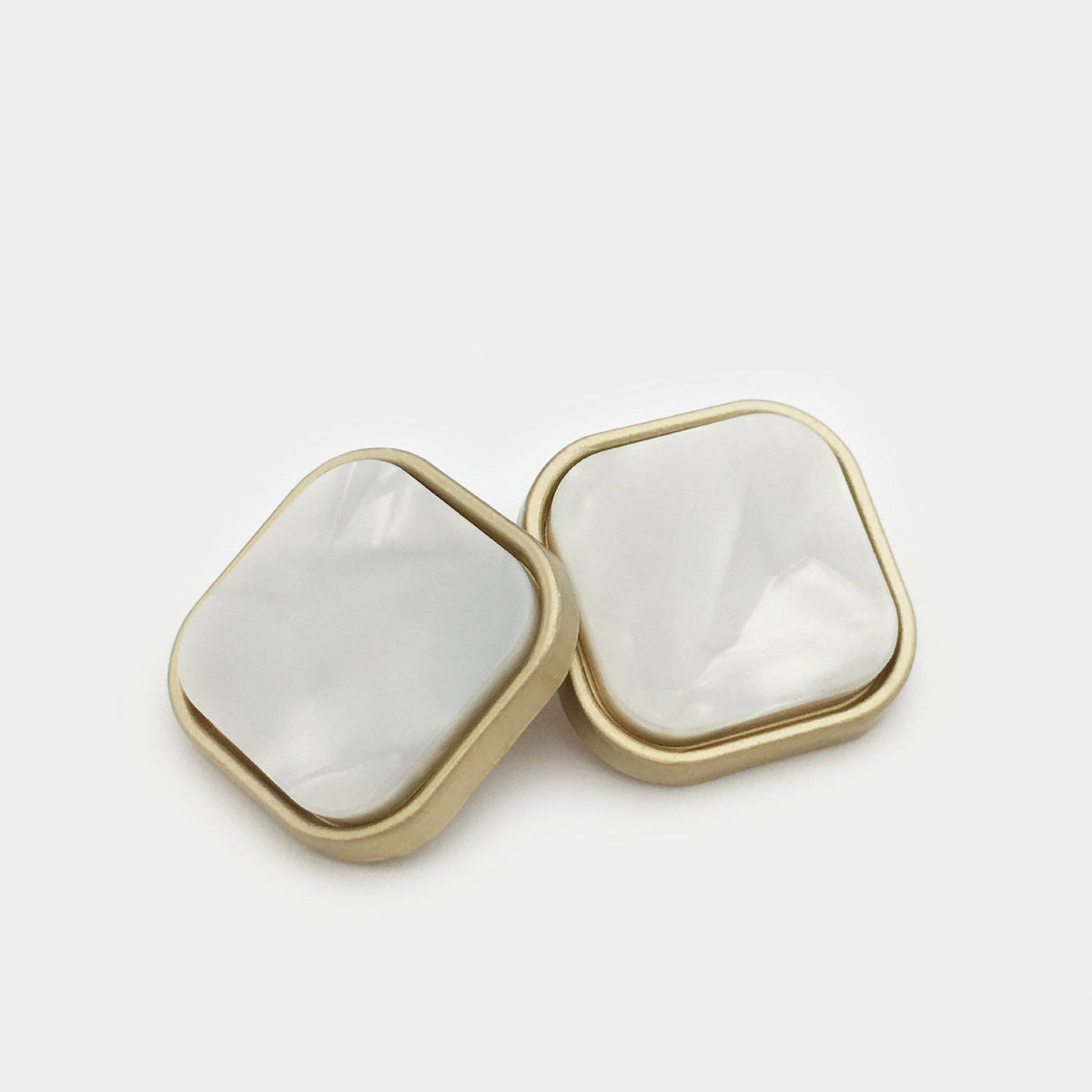 20mm Colored Square Resin Alloy Buttons with Handle 12pcs White