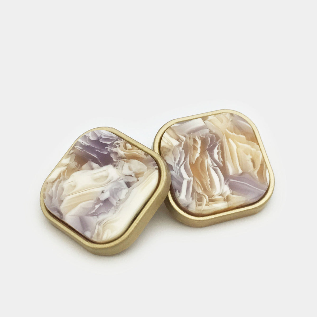 20mm Colored Square Resin Alloy Buttons with Handle 12pcs Purple