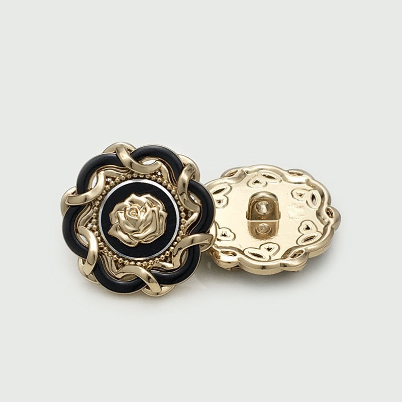 17.5/22.5mm Woven Lace Rose Metal Buttons for Sweaters Jackets 10PCS Gold