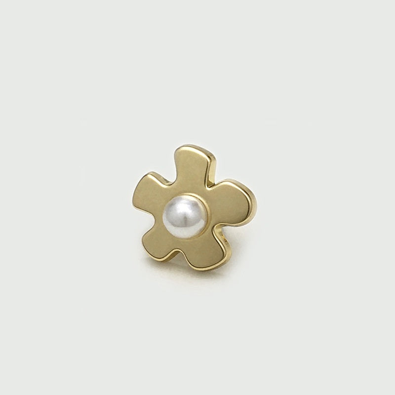 17mm Gold & Silver Pearl Flower Metal Buttons with Handle 20pcs Gold