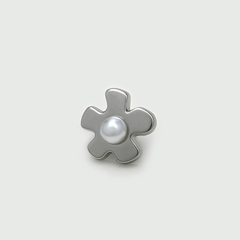 17mm Gold & Silver Pearl Flower Metal Buttons with Handle 20pcs Silver