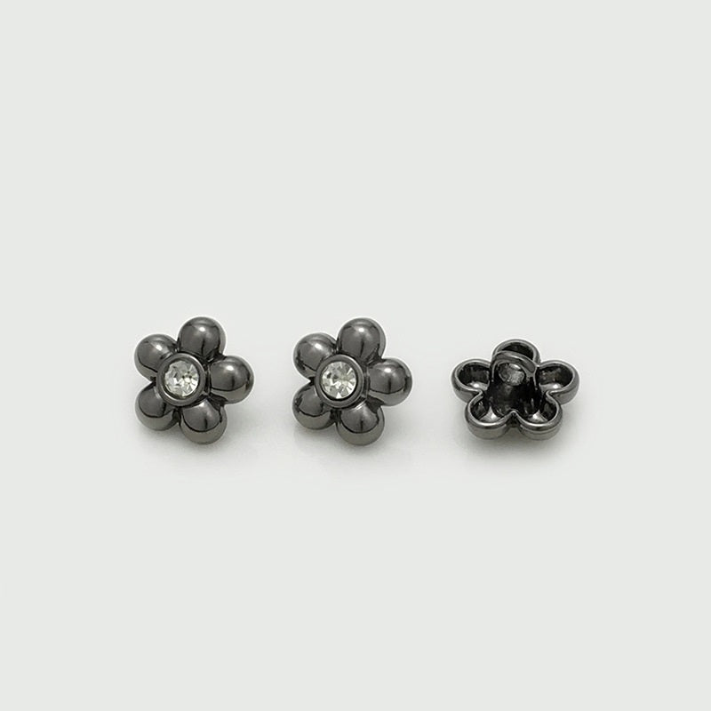 11mm Gold Silver Black Diamond Flower Metal Shirt Buttons 30pcs Black