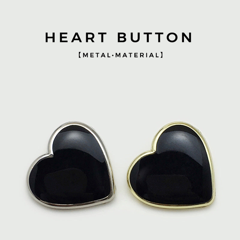 11/17.5/20mm Black Heart-Shaped Metal Buttons 20pcs 2 Mixed Colors