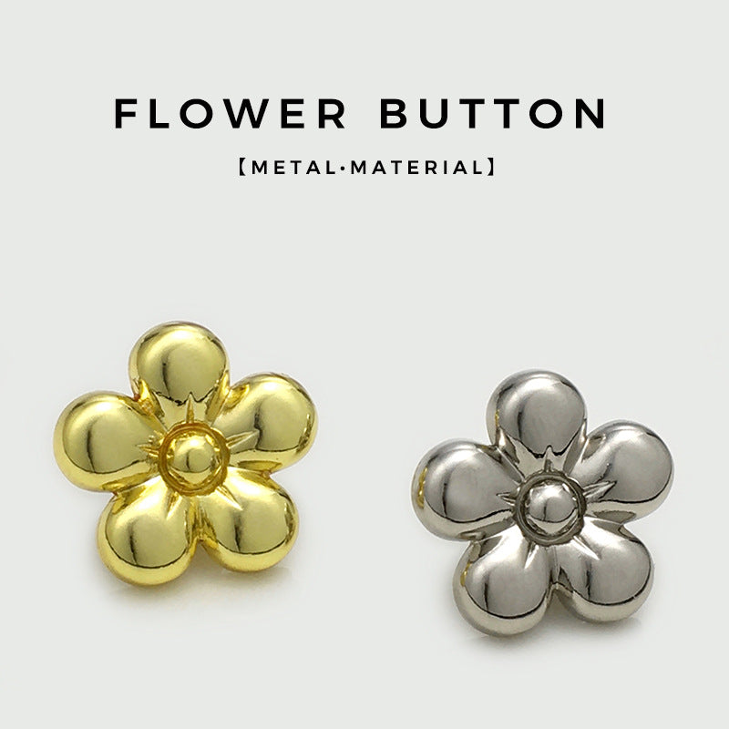 12-22.5mm Glossy Gold & Silver Flower Metal Buttons 20pcs 2 Mixed Colors