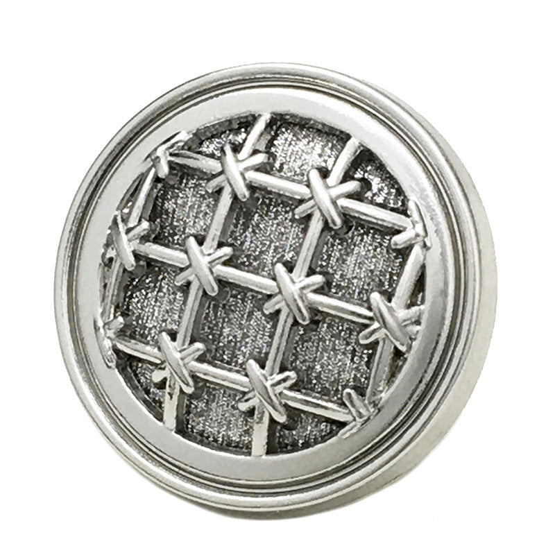17.5/22.5mm Round Knit Grid Metal Buttons with Fine Sparkle 12pcs