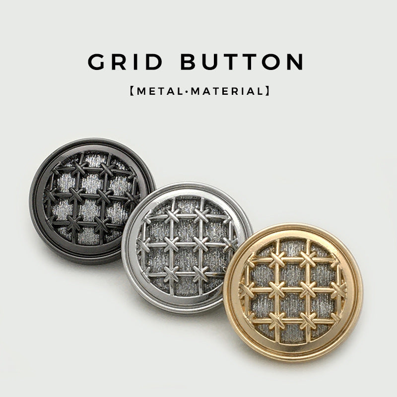 17.5/22.5mm Round Knit Grid Metal Buttons with Fine Sparkle 12pcs