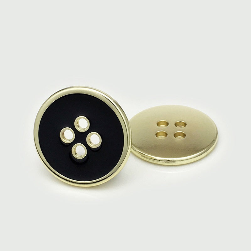 10-25mm Gold Silver Round Flat Four Holes Metal Buttons 20pcs Gold Black