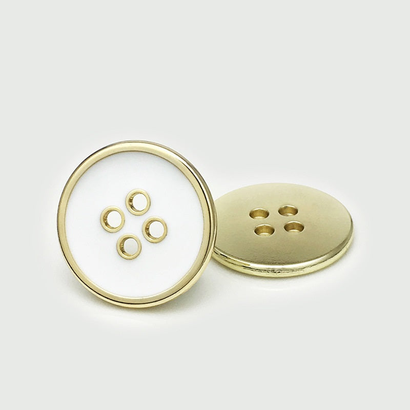 10-25mm Gold Silver Round Flat Four Holes Metal Buttons 20pcs Gold White