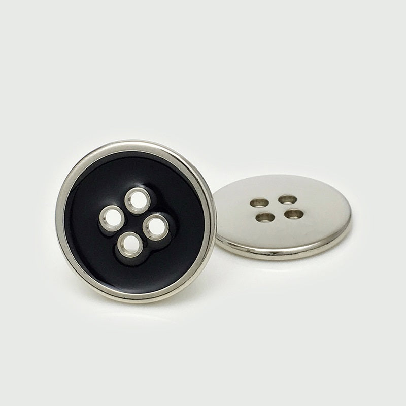 10-25mm Gold Silver Round Flat Four Holes Metal Buttons 20pcs Silver Black
