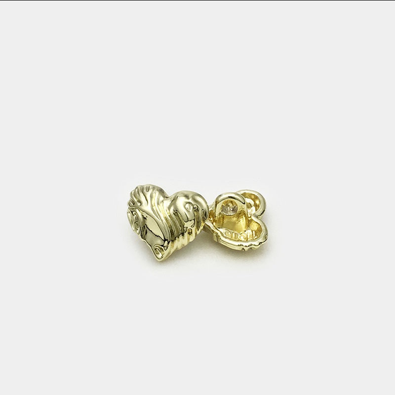 11mm Antique Gold Heart Metal Buttons 30PCS Gold