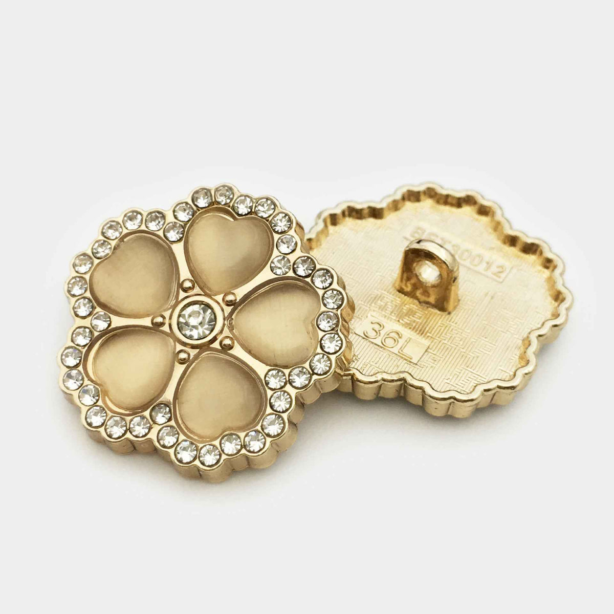 25mm Flower Diamond Metal Buttons for Women's Coats Suits 10pcs Champagne