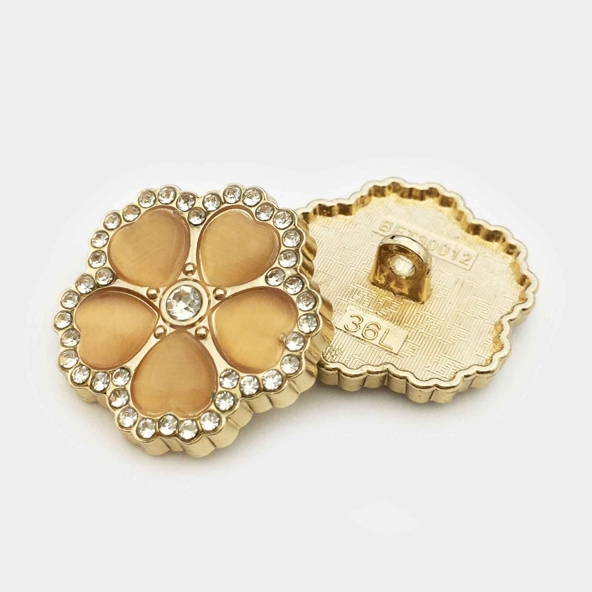 25mm Flower Diamond Metal Buttons for Women's Coats Suits 10pcs Pink