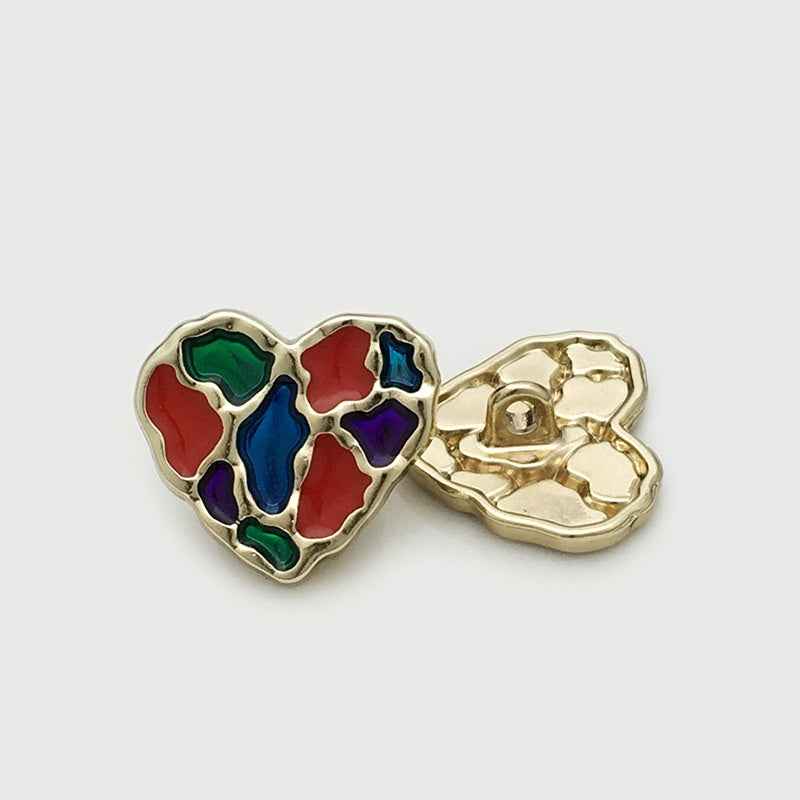 18mm Colorful Heart-Shaped Buttons for Women's Knit Cardigans 10PCS Red