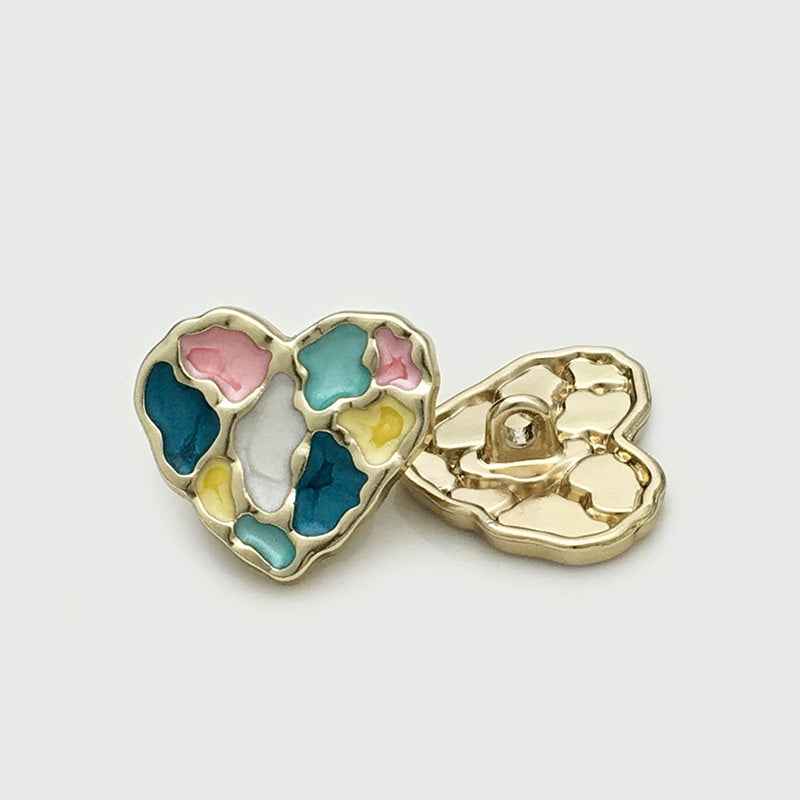18mm Colorful Heart-Shaped Buttons for Women's Knit Cardigans 10PCS Pink