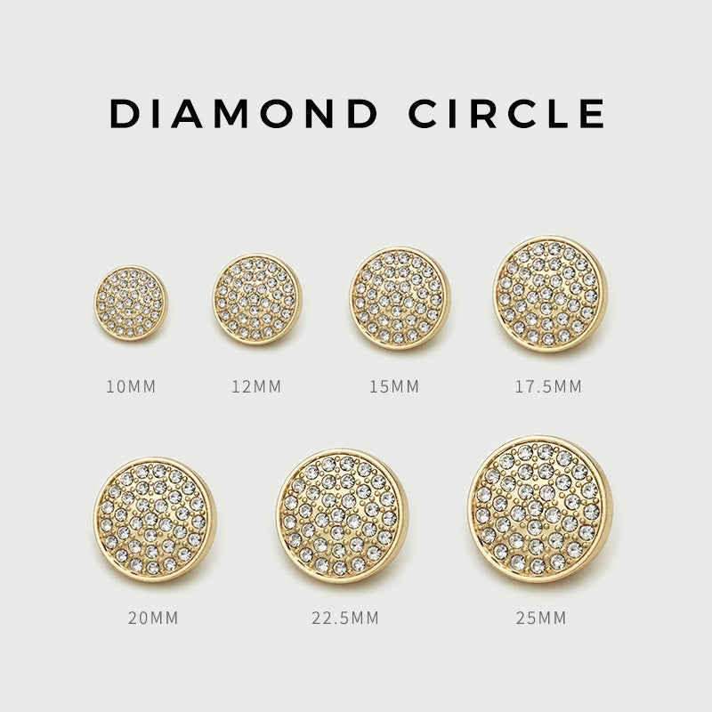 10-25mm Gold Silver Metal Classic Diamond Coat Buttons 20pcs