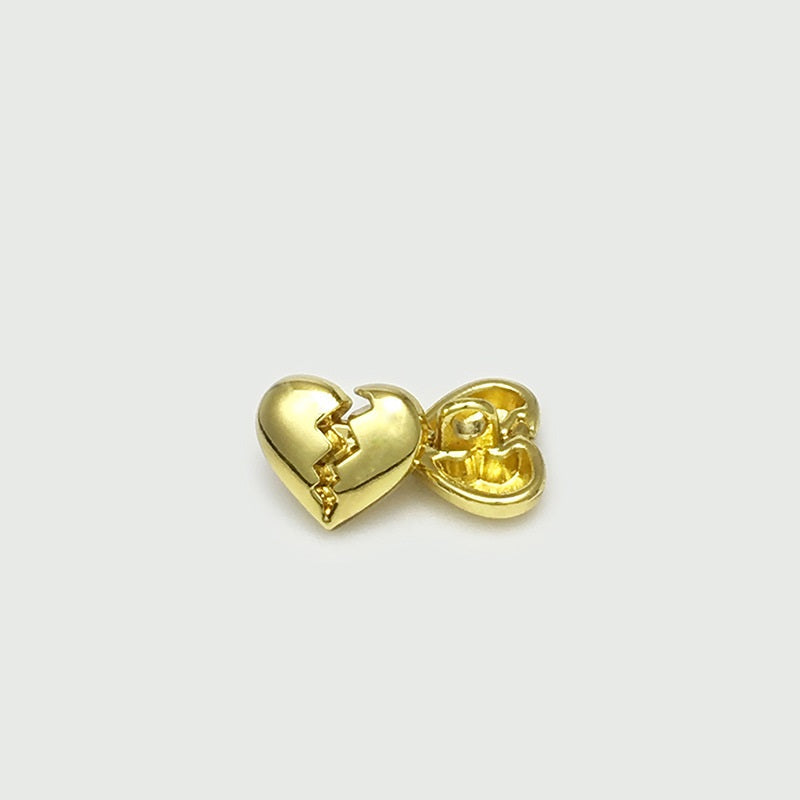 11mm Gold & Silver Heart-Shaped Metal Shirt Buttons with Shank 30pcs Gold