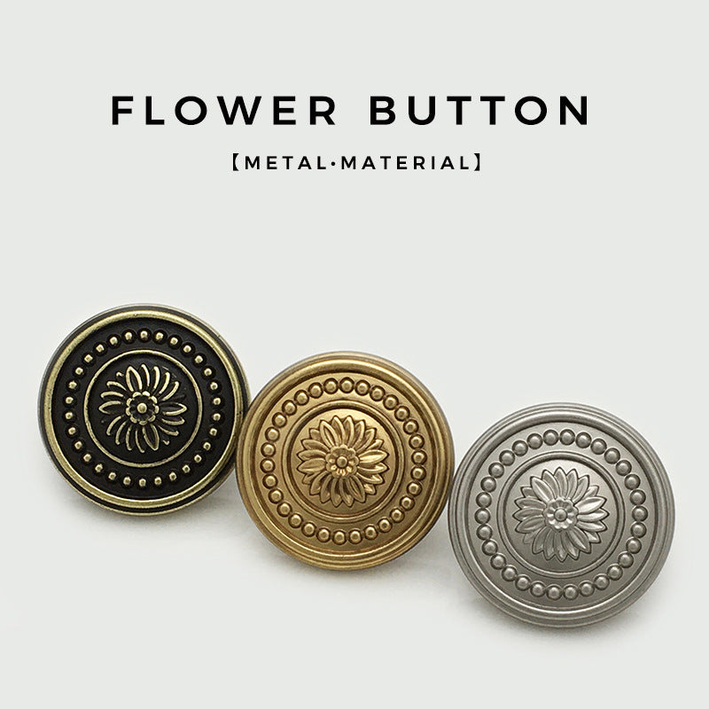 15-22.5mm Vintage Daisy Flower Metal Buttons Ancient Gold Finish 20pcs