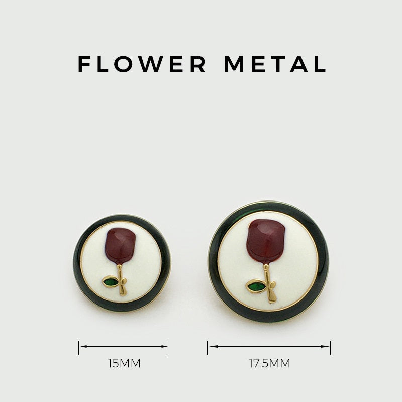 15/17.5mm Rose Pattern Metal Flower Shank Buttons 10pcs