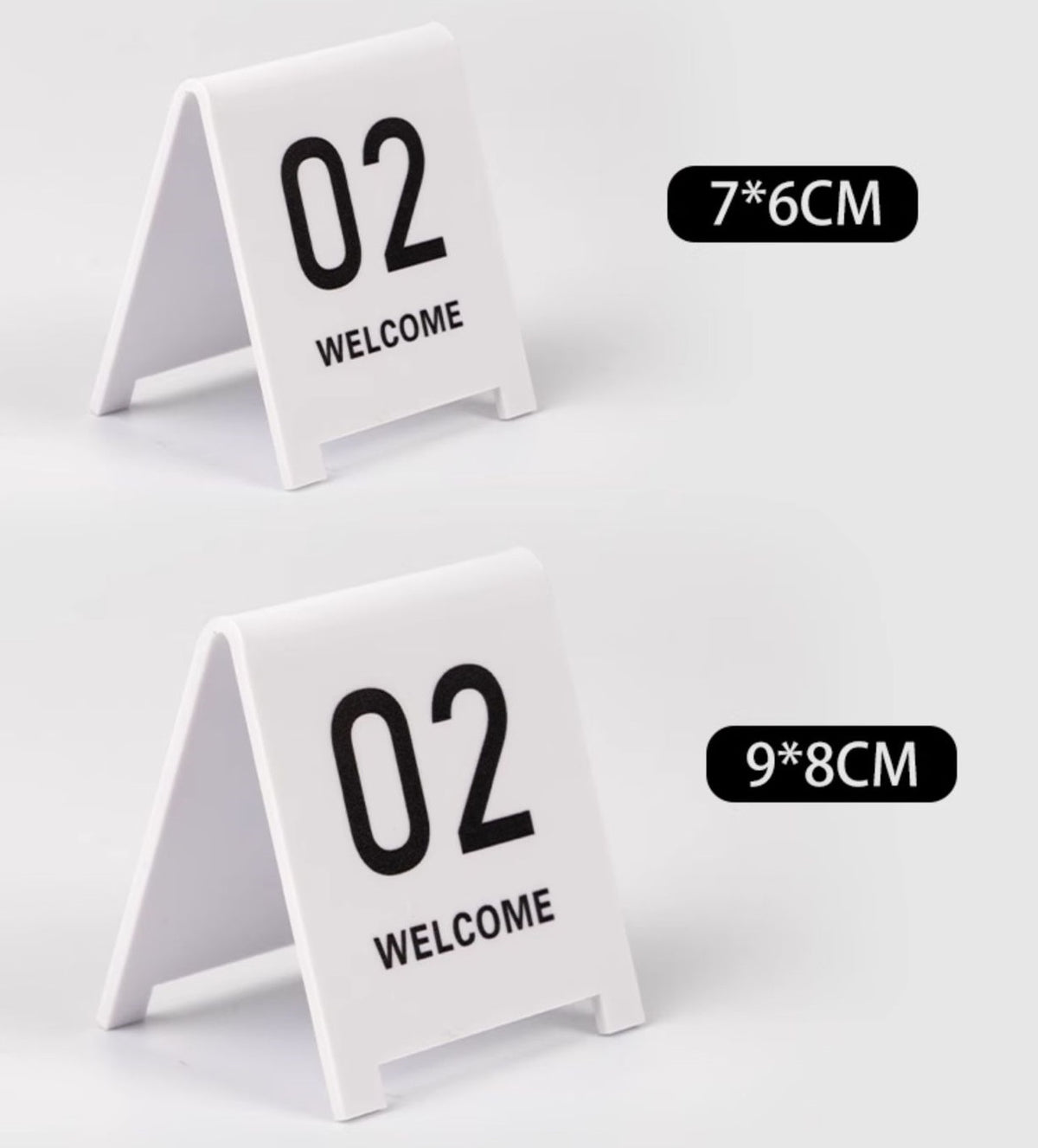 Acrylic V-Shape Table Number Cards | Double-Sided Stand | Numbers 01–99 | Set of 5