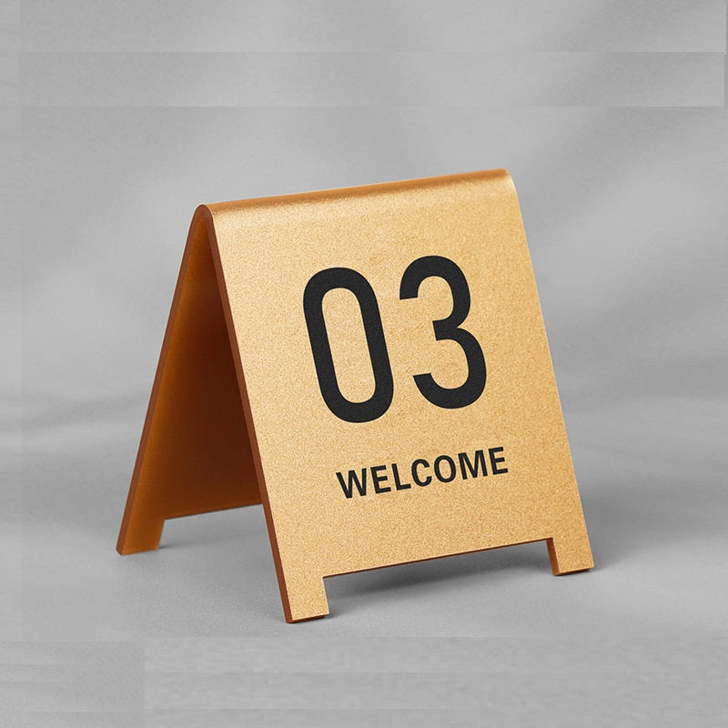 Acrylic V-Shape Table Number Cards | Double-Sided Stand | Numbers 01–99 | Set of 5 Gold