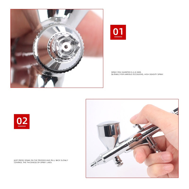 180 Dual-Action External Mix Airbrush 0.2/0.3/0.5mm Nozzle,for Gunpla,Scale Models & Figure Painting