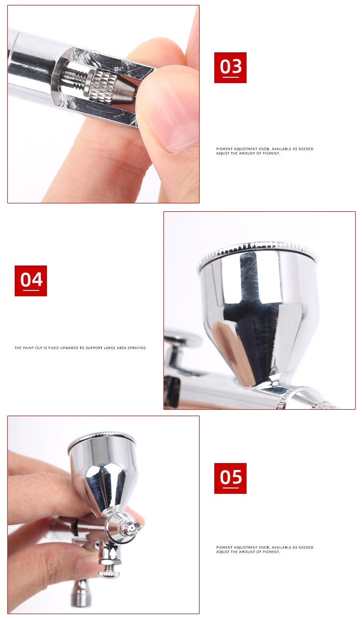 180 Dual-Action External Mix Airbrush 0.2/0.3/0.5mm Nozzle,for Gunpla,Scale Models & Figure Painting