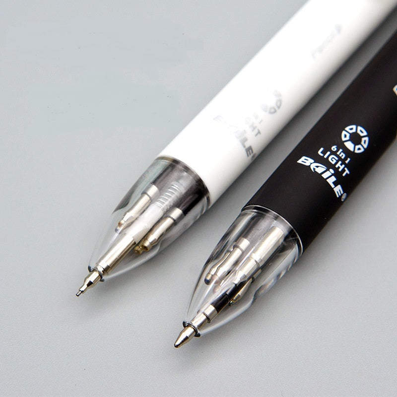 BAILE Multi Pen 5+1 ljus, 0,7 mm kulspetspenna, 0,5 mm mekanisk penna