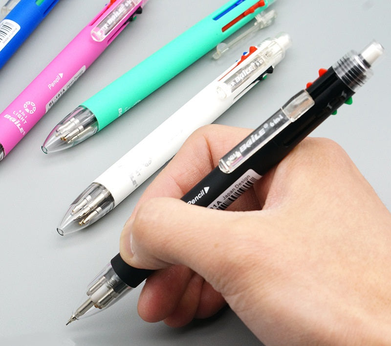 BAILE Multi Pen 5+1 ljus, 0,7 mm kulspetspenna, 0,5 mm mekanisk penna