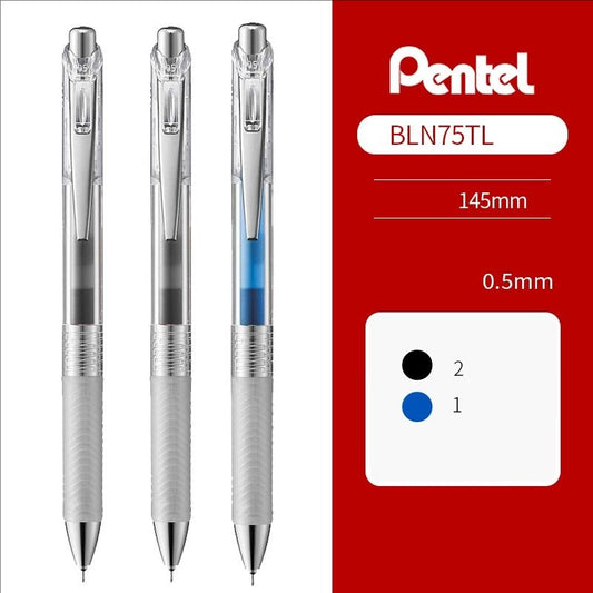 Pentel Energel Infree Gel Ink Pen 0.5mm 3 Pack 2 Black+ 1 Blue