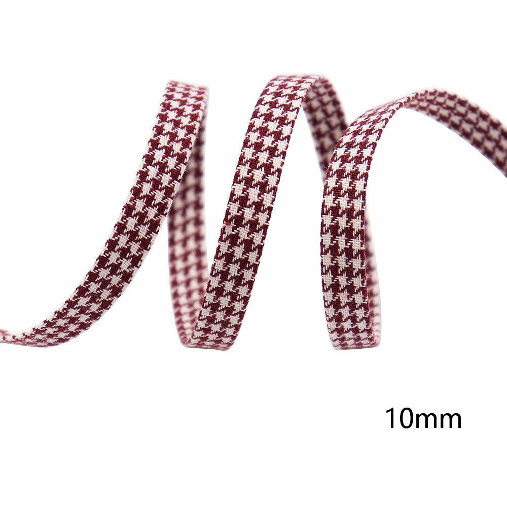10/25/38MM Cotton Houndstooth Bias Tape Bow Ribbons 8 Color 40M Pack