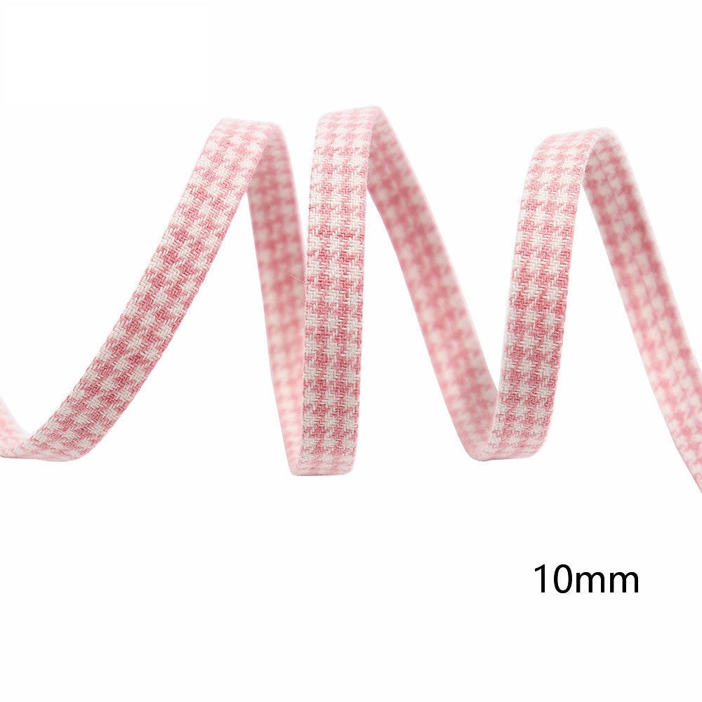 10/25/38MM Cotton Houndstooth Bias Tape Bow Ribbons 8 Color 40M Pack