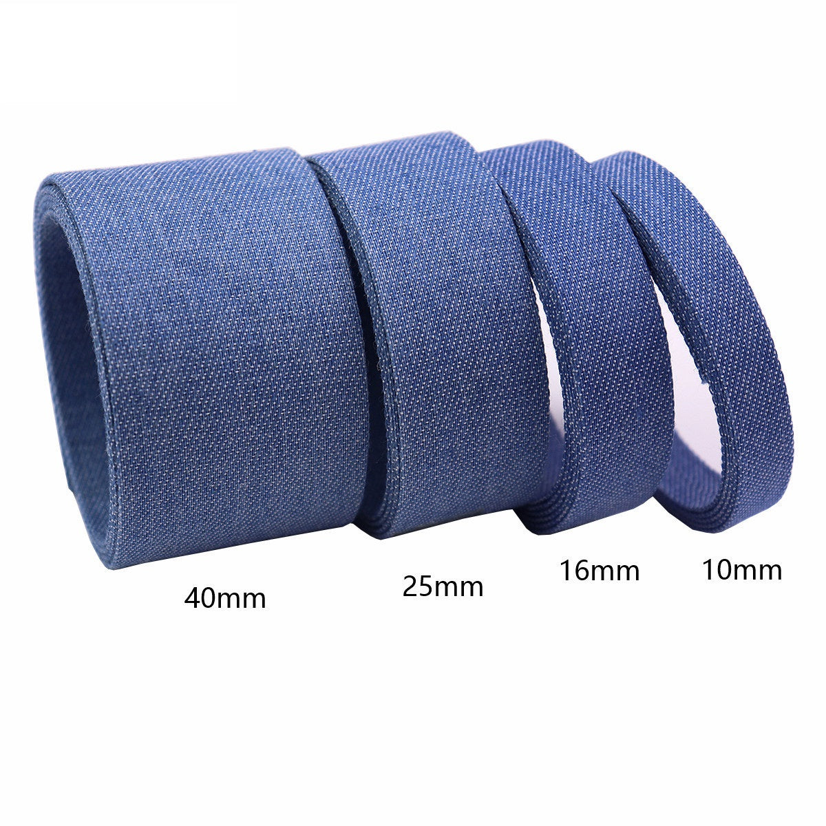 10mm/16mm/25mm/40mm Denim Fabric Edge Binding Ribbon 10 Yards Medium Blue