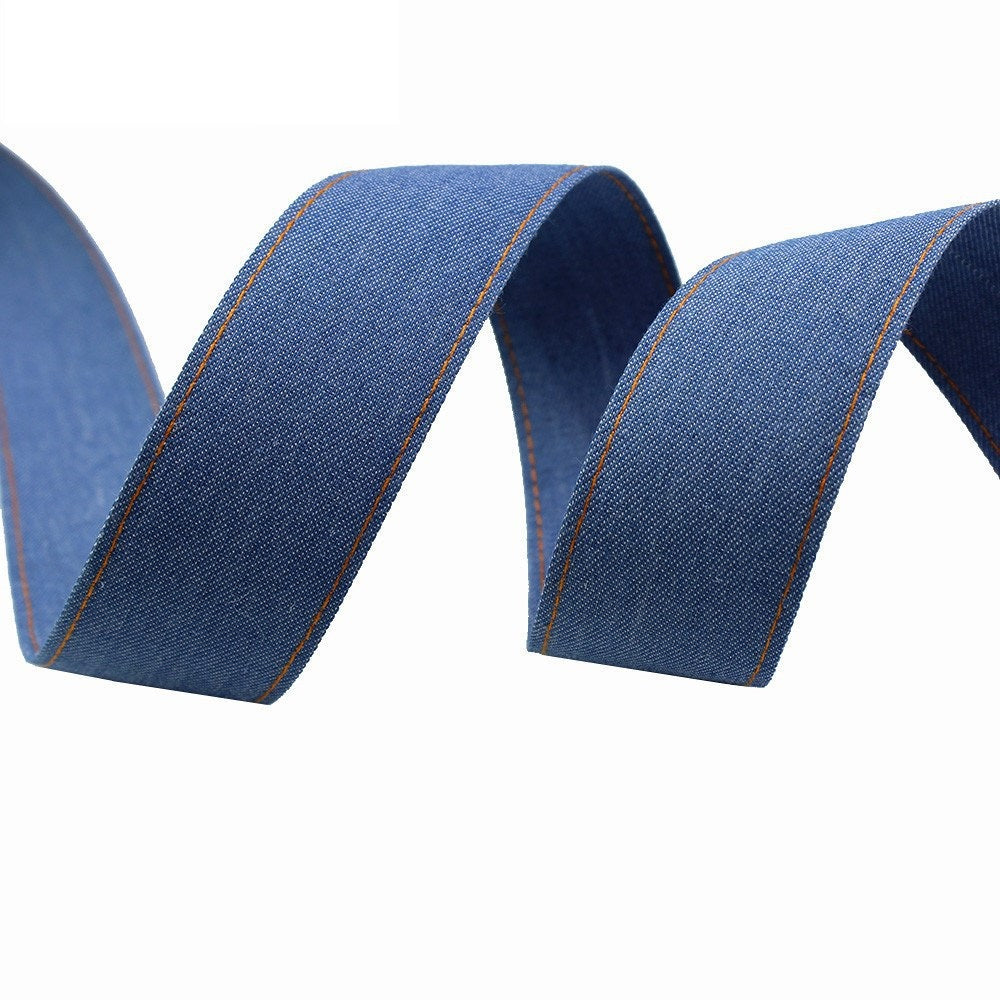 10.9 Yards (10 Meters) Denim Fabric Ribbon for DIY Crafts Medium Blue