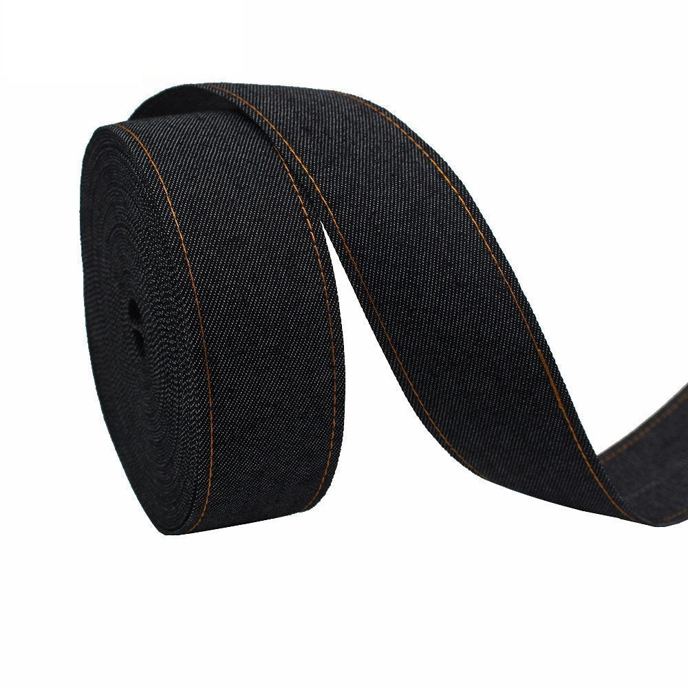 10.9 Yards (10 Meters) Denim Fabric Ribbon for DIY Crafts Black