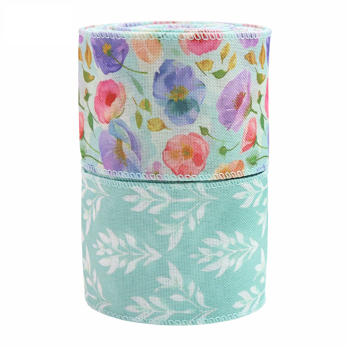 63mm Spring Flower Wire Edge Crochet Ribbon 5 Yards per Roll 2 Blue
