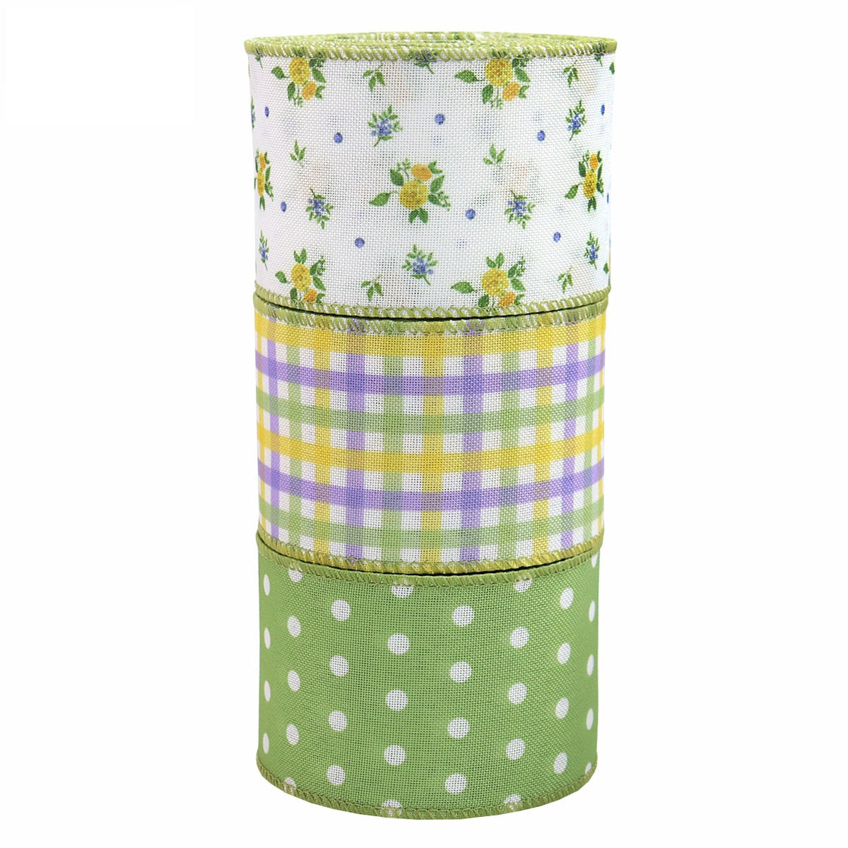 63mm Spring Flower Wire Edge Crochet Ribbon 5 Yards per Roll 3 Green